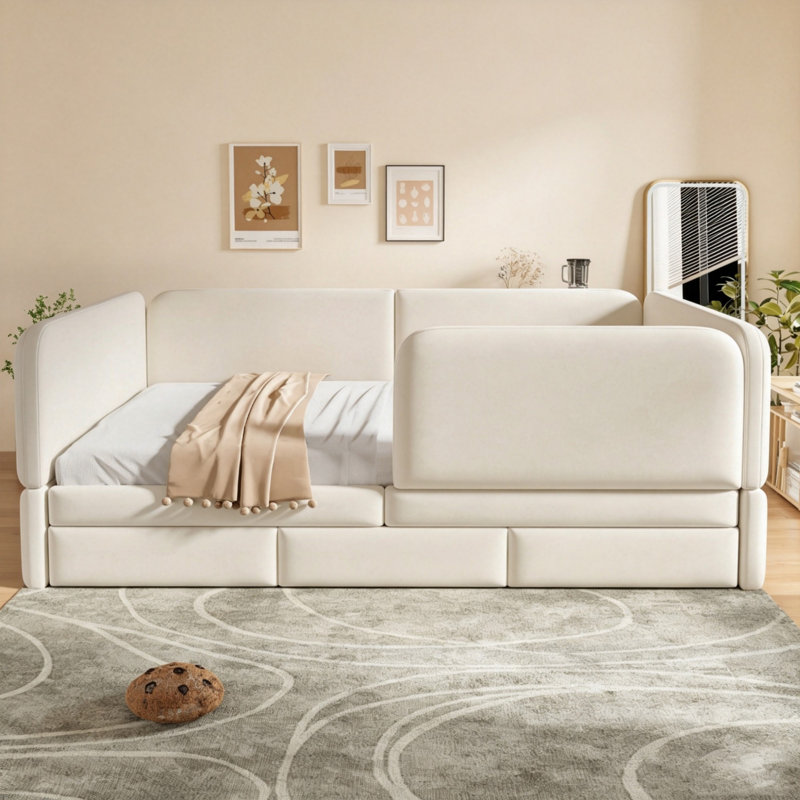 European Double (140 x 200 cm) Bed Frame, Beige