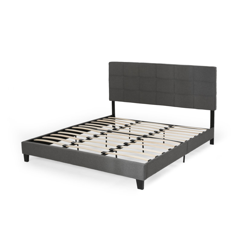 Lit plateforme tapissier très grand Rachel, Gris anthracite