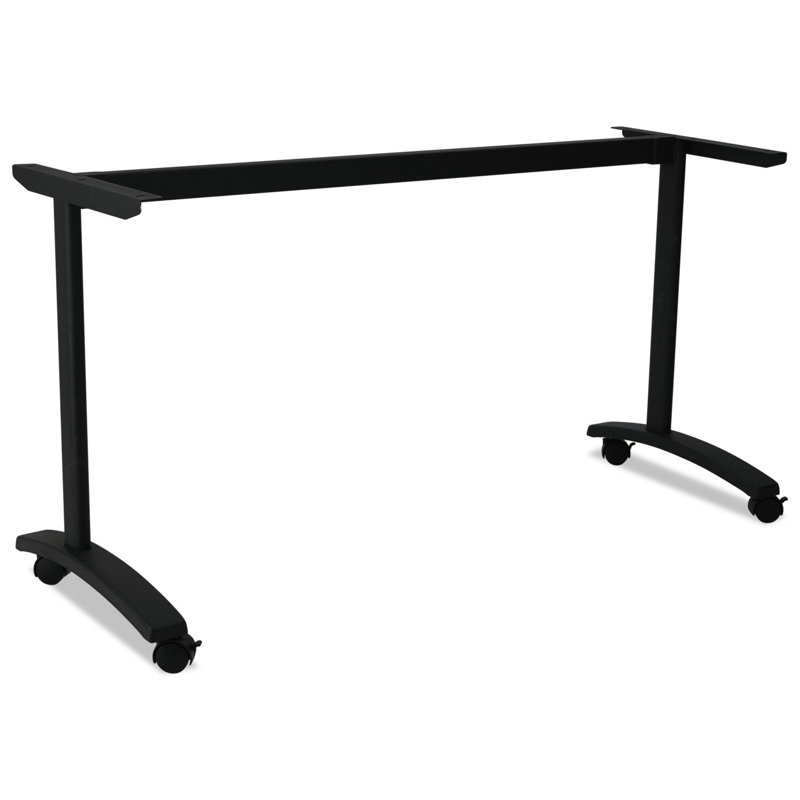 Black Steel T-Leg Training Table Base with Locking Casters
