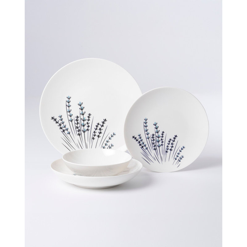 Service de table (24 pièces), Bleu / blanc