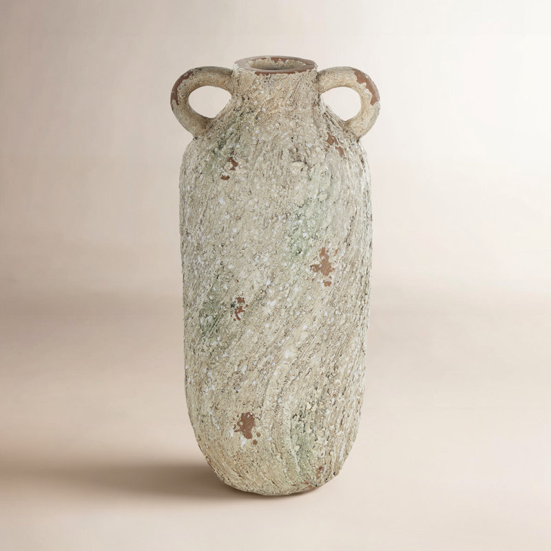Vase crème avec 2 petites poignées Clairabelle, H 15,40 po x l 6,70 po x P 6,90 po