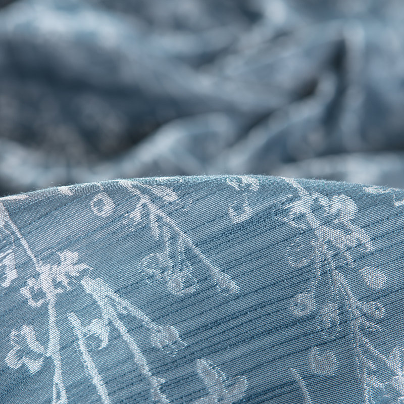 Panneaux de rideaux semi-transparents à œillets à motif floral, sarcelle, L 52 po x L 96 po