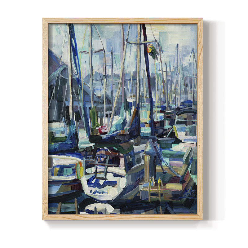 Edmonds Marina, reproduction encadrée - bois massif, Naturel, H 11 po x l 9 po
