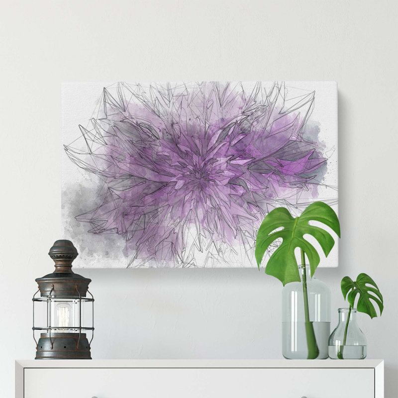 Striking Purple Flower in Abstract - Wrapped Canvas, 60 cm H x 90 cm W
