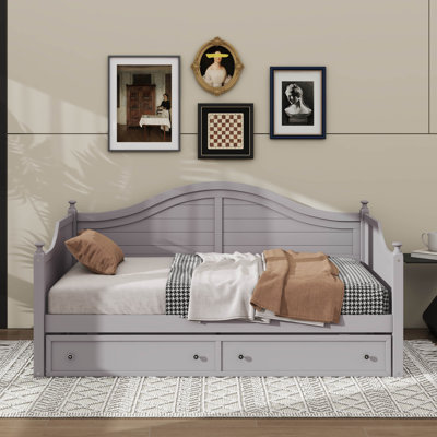 Lit de jour simple en bois multifonctionnel avec 2 tiroirs