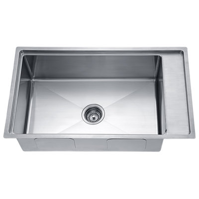 33" L x 19" W Handmade Single Bowl Stainless Steel Undermount Kitchen Sink With Drainboard