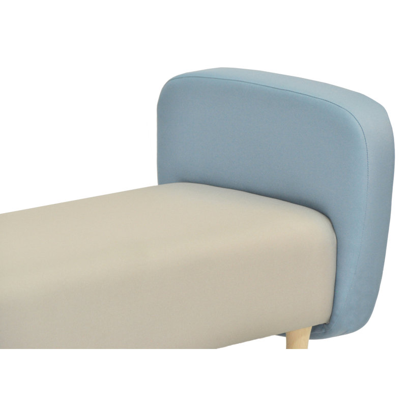 Wzór Polyester Blend Upholstered Bench, Grey/Blue