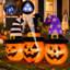  Triple citrouille gonflable illuminée d'Halloween de 6 pi avec chapeaux de sorcière distincts