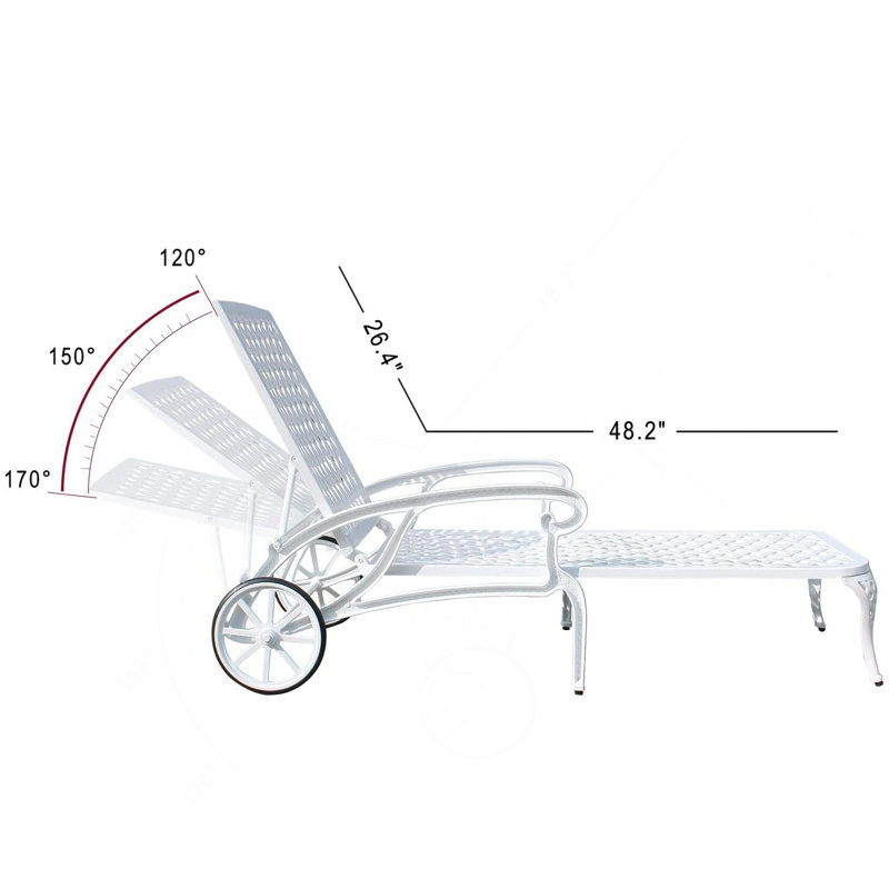 Chaise longue en aluminium coulé 1Pcs, Blanc