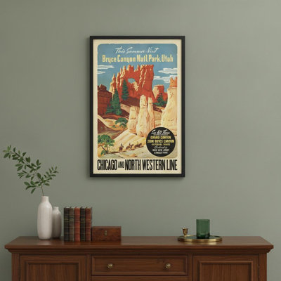 Art mural rétro du parc national Bryce Canyon des années 1950 20 po x 30 po