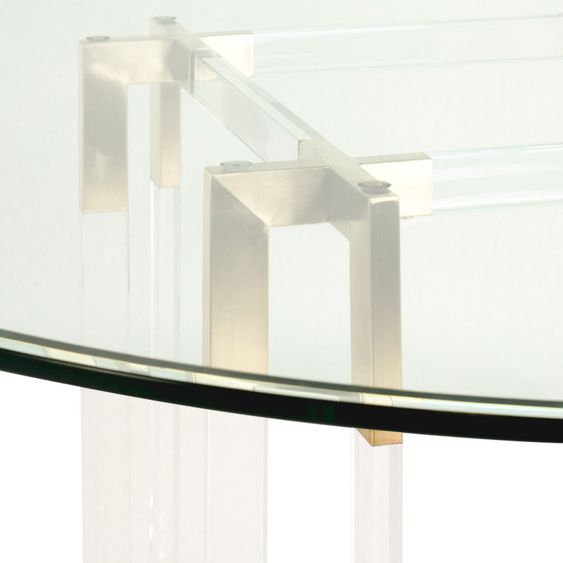 Round Glass Dining Table, 30" H x 54" L x 54" W, Brass