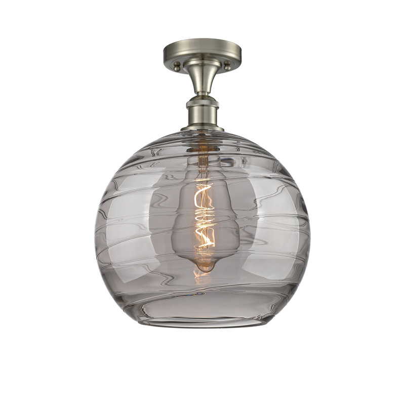 Plafonnier semi-encastré 1 lumière Wager, Nickel satiné, H 14,63 po x l 5,88 po x P 5,88 po