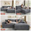 Canapé modulaire en L de 103 po avec méridienne en forme de L, siège surdimensionné à assise profonde et 6 coussins de dossier amovibles, revêtement en velours côtelé beige-1124532347
