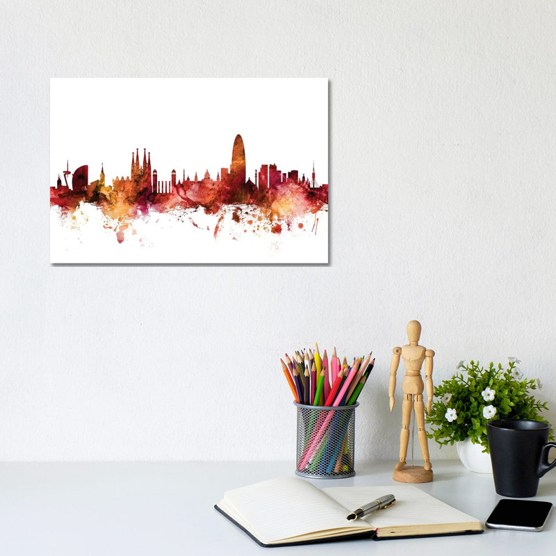 Barcelona, Spain Skyline by Michael Tompsett - Wrapped Canvas Gallery-Wrapped Canvas Giclée, 20.32 cm H x 30.48 cm W