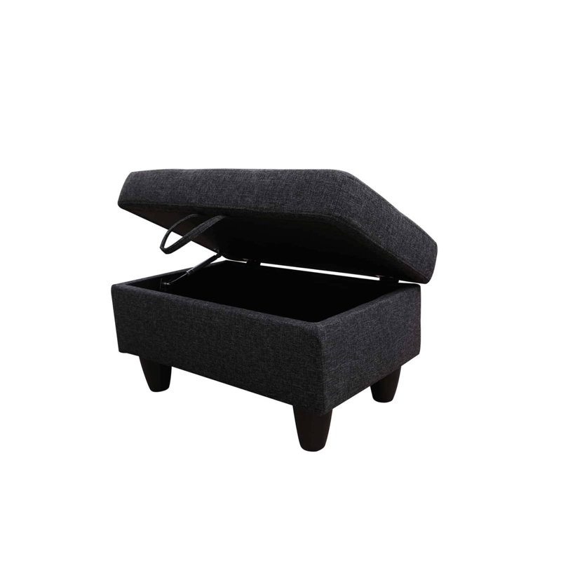 Canapé modulaire rembourré 3 pièces avec méridienne et repose-pieds, Accoudoir à droite (vu de face), Tissu gris foncé
