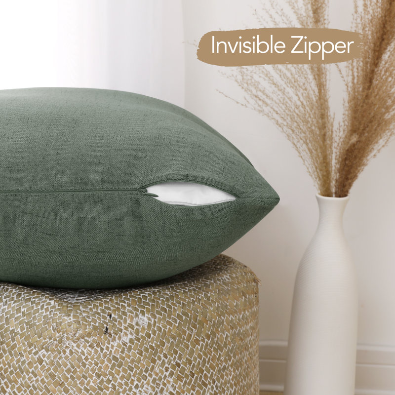  Square Pillow Cover, 22" x 22", Gray Green