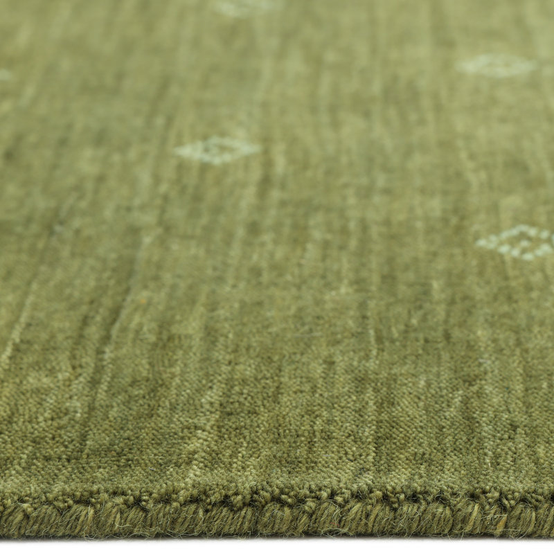 Simi Hand Knotted Cotton/Wool Southwestern Area Rug, Rectangle 5' x 8', Forest Green