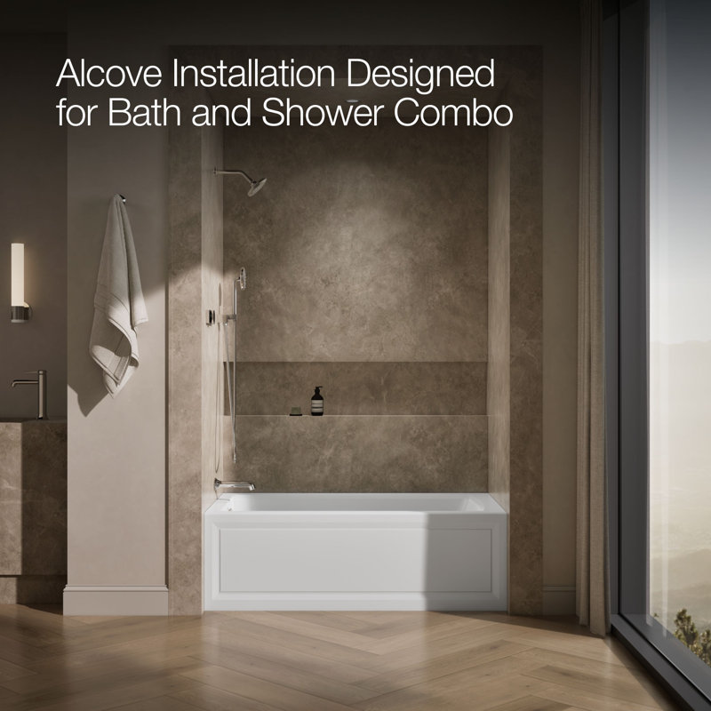 Archer® 60" x 32" Alcove Air Acrylic Bathtub Heater Included, White, Left