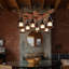 Lustre industriel en bois 8 lumières