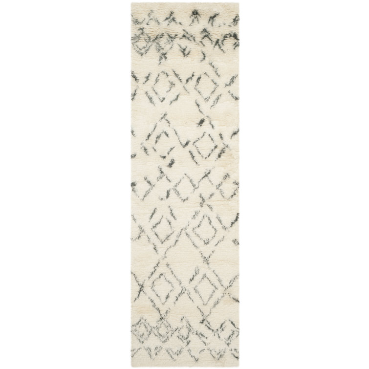 Powell Hand Tufted Nz Wool/Cotton Southwestern Rug in Ivory/Grey