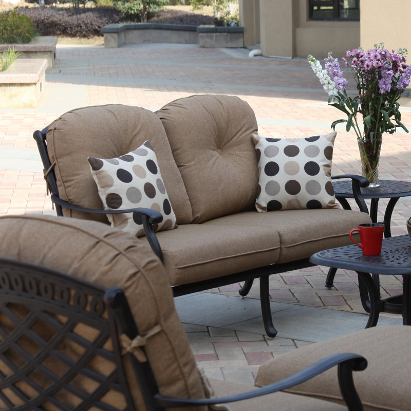 Causeuse avec coussins Lenahan, Sésame, Bronze antique