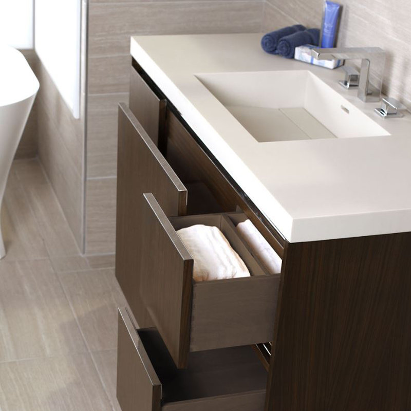 Kubista 19 in. L Bathroom Sink, Matte White, 8" Centers