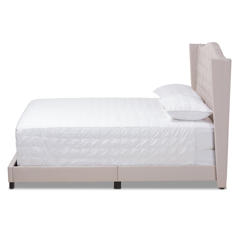 Lit tapissier capitonné standard Aghanliss, Beige, Très grand