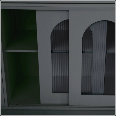 Buffet autoportant de 63 po de largeur avec huche, grande armoire de rangement pour bar à café, tablettes réglables, panneau perforé et prise de courant