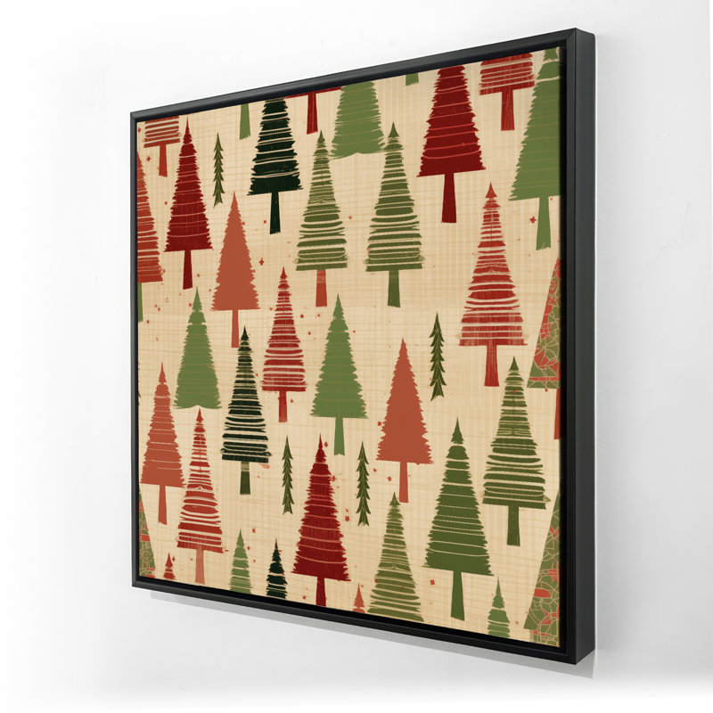 Christmas Tree Pattern Canvas - Green Framed Home Decor