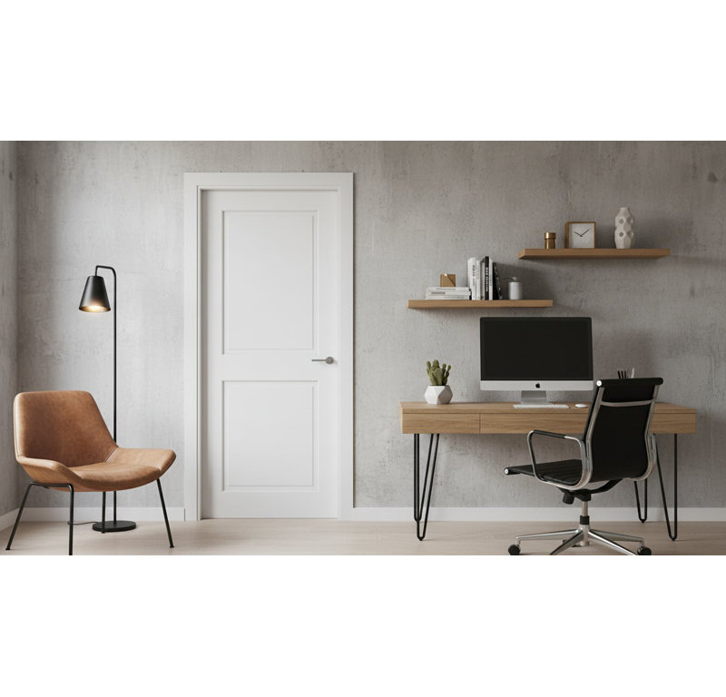 White Primed 2-Raised Panel Square Top Solid Core, 30" x 80"