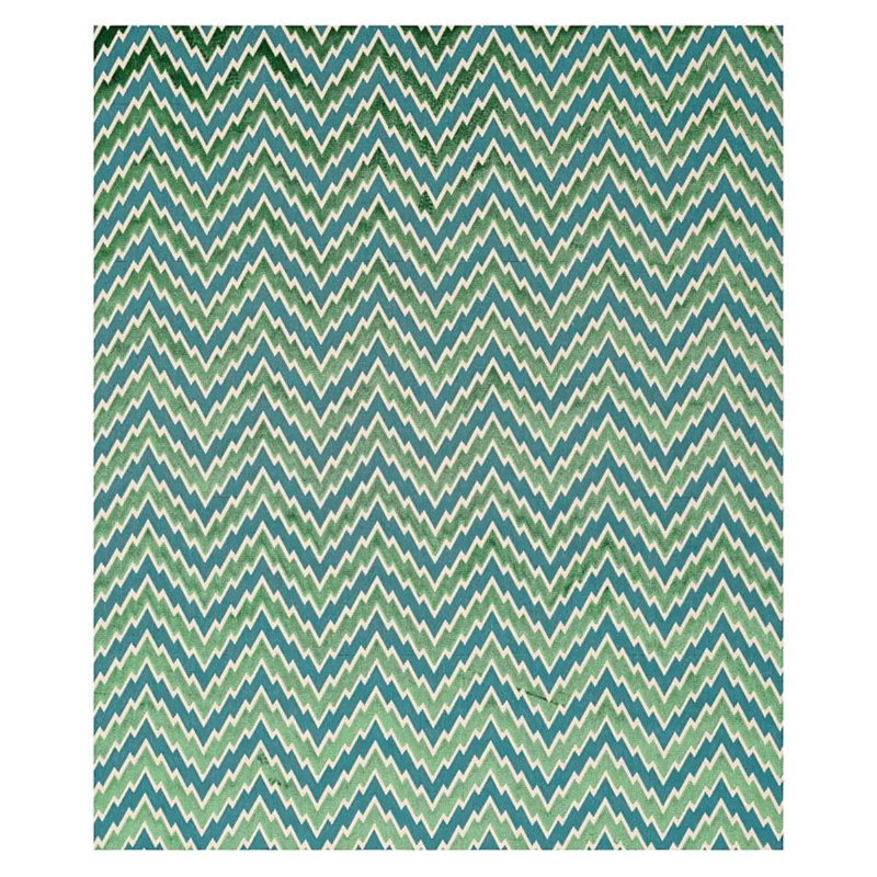Florentine Chevron Velvet Fabric, Emerald
