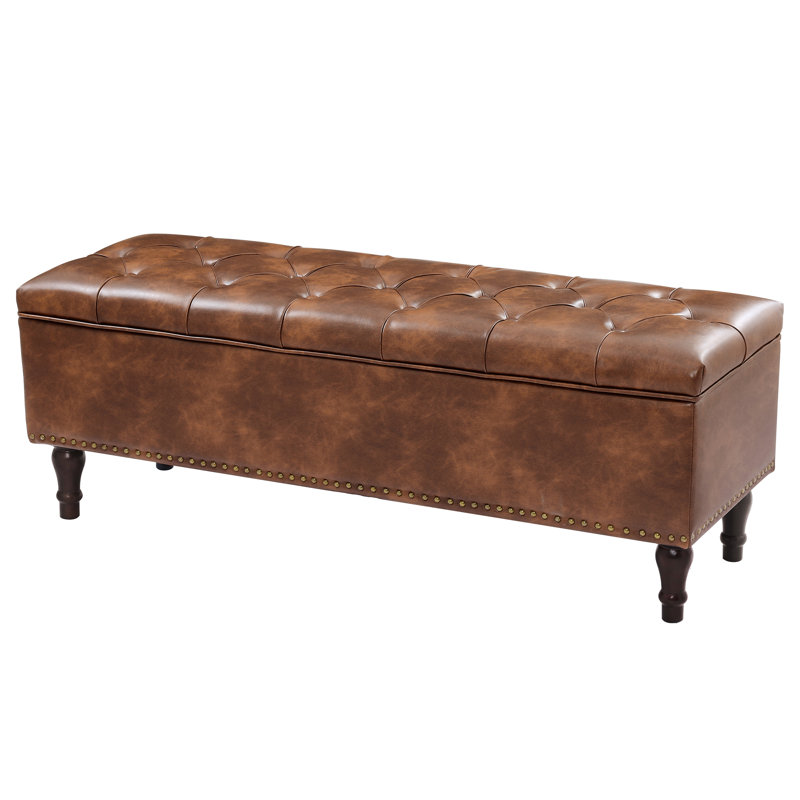Banc de rangement en similicuir Arlecia, Brun