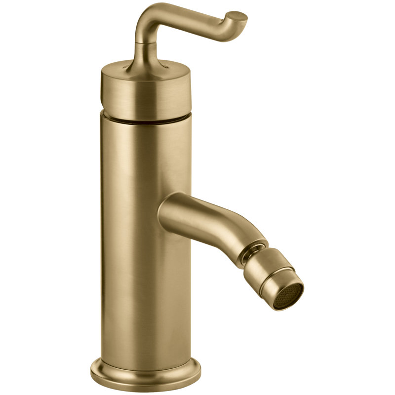 Purist Horizontal Swivel Spray Aerator Bidet Faucet with Smile Design Handle, Or brossé éclatant de style moderne