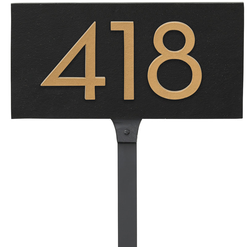 Enseigne d’adresse flottante sur 1 ligne, Noir, Or