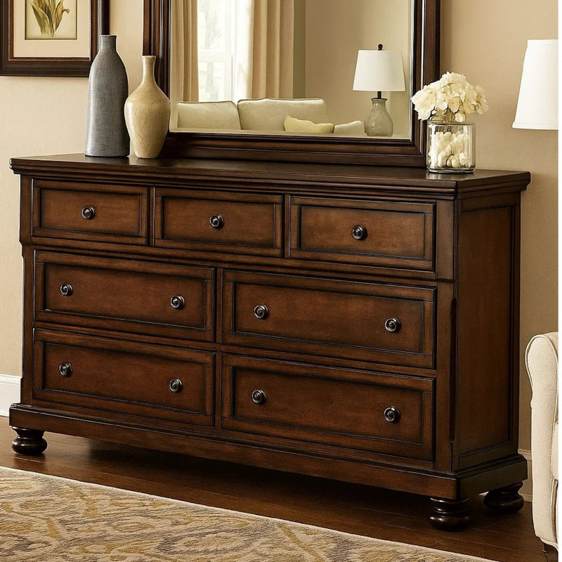 Commode double 7 tiroirs Ilfracombe, Brun