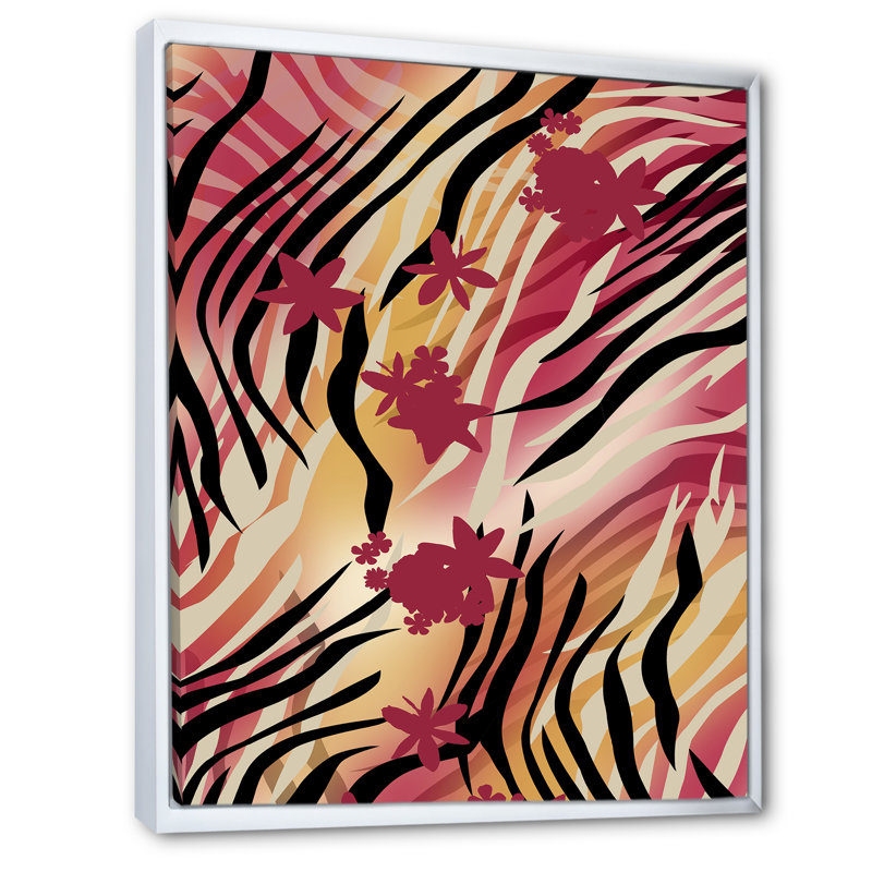 Peau de zèbre III - peinture, H 12 po x l 8 po x P 1 po, Toile à cadre flottant blanc