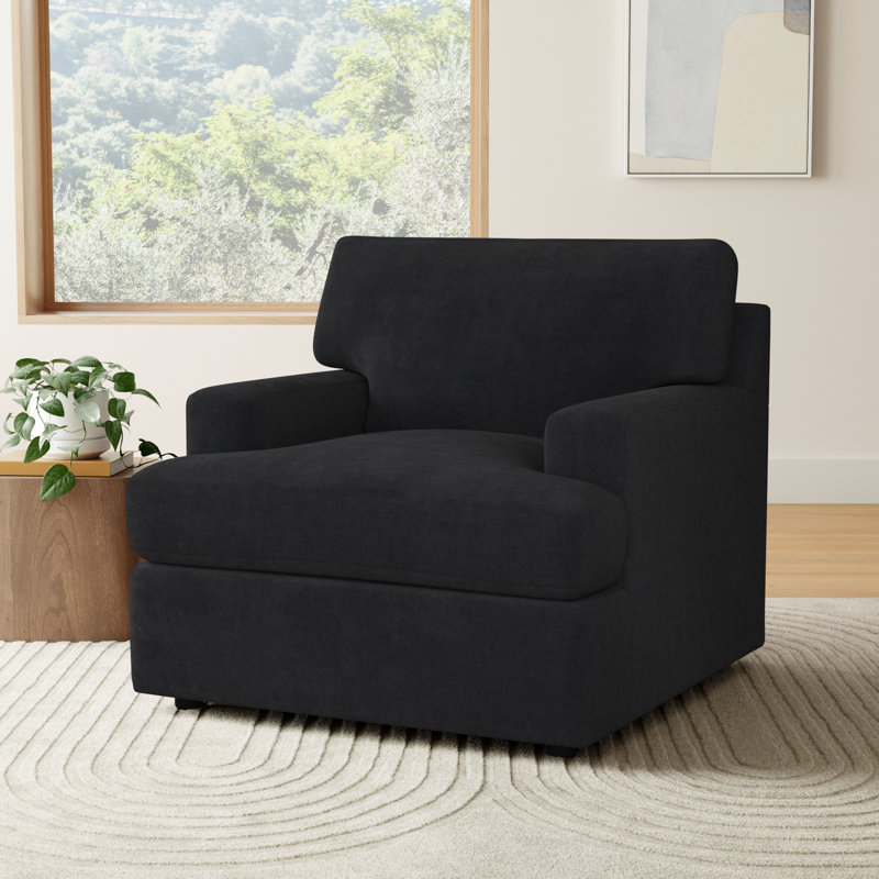 Cleo Upholstered Custom Accent Chair, Bella Gunmetal Performance Velvet