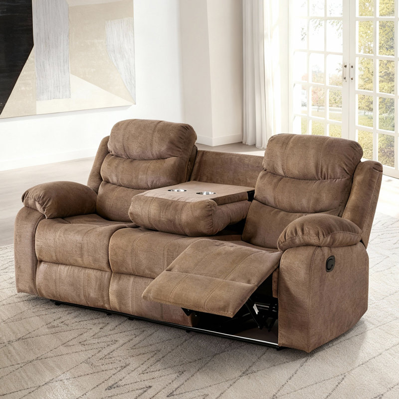 79.9" Multi-Functional Manual Recline Sofa, Brown