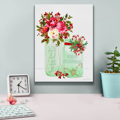  'Merry Christmas Mason Jars' by Jean Plout Canvas Wall Art, 12" x 16"
