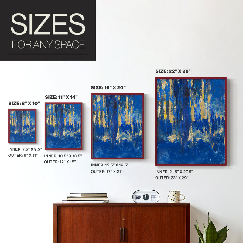 ABSTRACT Series XXI Framed Print - Solid Wood, 11" H x 9" W, Red