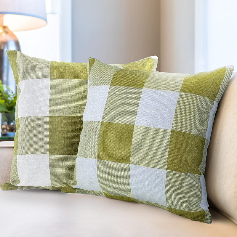 Ensemble de 2 coussins décoratifs Zulay, Vichy vert