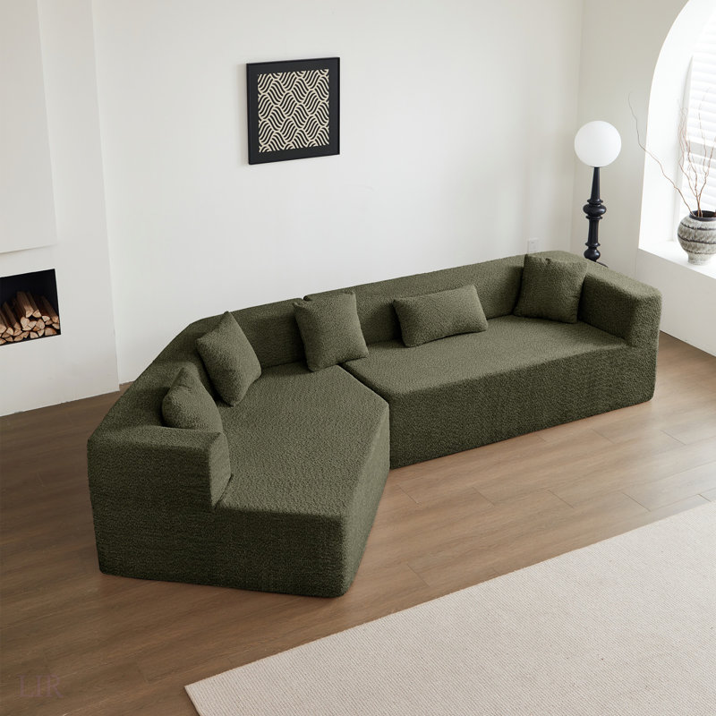 Canapé modulaire minimaliste 127,5 po avec siège profond 127,5 po, aucun assemblage requis, flexibilité et confort ultimes