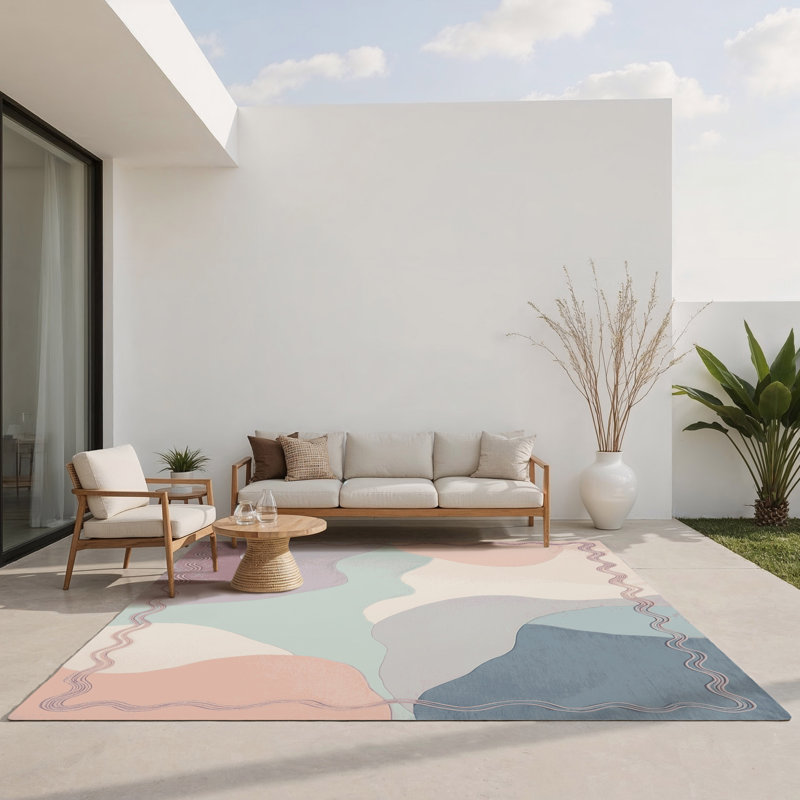 Tapis intérieur et extérieur Pastel Shore, Rectangle 5 pi x 7 pi