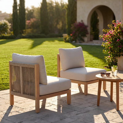 Fauteuil club d'extérieur en bois d'acacia Ventura Modern Coastal