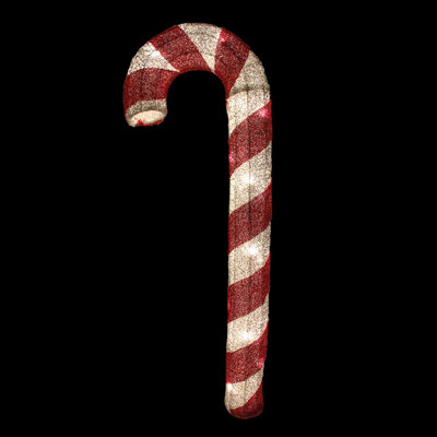 31" Pre-lit Red and Silver Striped Candy Cane Christmas Outdoor Decor