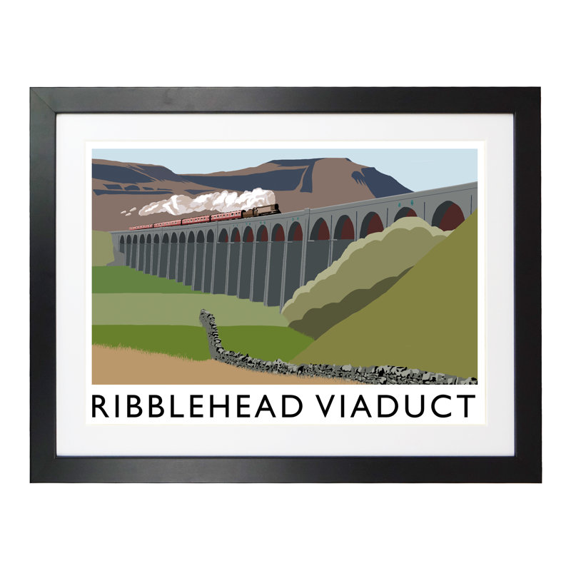 Ribblehead Viaduct by Richard O'Neil - Print, Black Wood Frame, 33.5 cm H x 43.5 cm W x 2.2 cm D