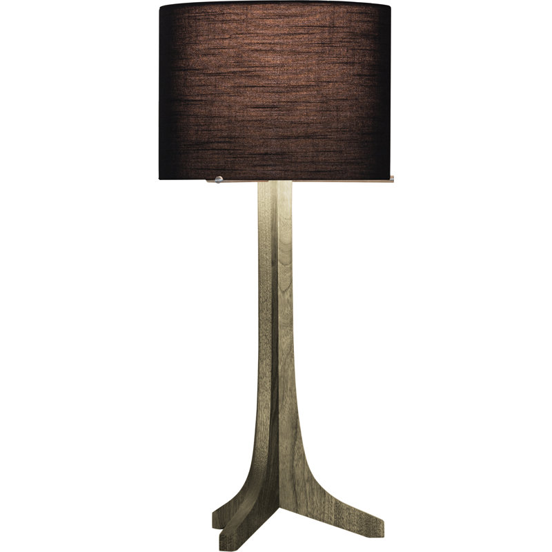 Nauta LED Table Lamp, Brushed Aluminum, Black Amaretto, White Washed Oak
