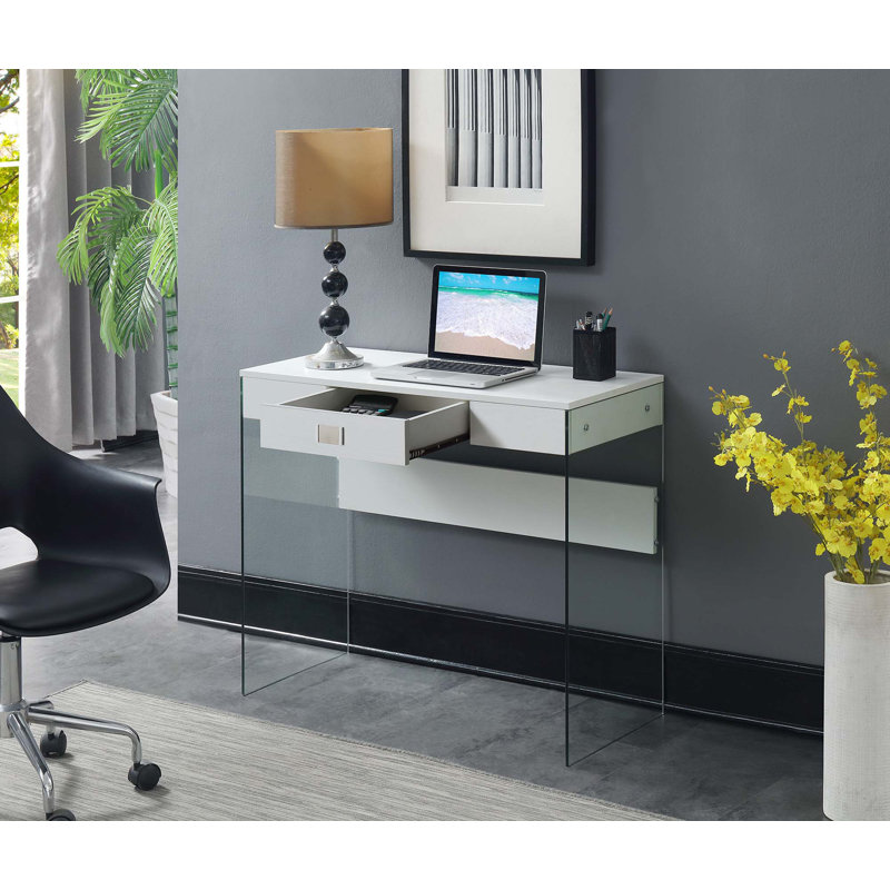 Bureau d'écriture avec 1 tiroir Allegonda, Blanc