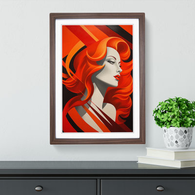 XYZ-FRM-V1223-5437 Red Headed Woman Constructivism No.3 - Single Picture Frame Print on Wood