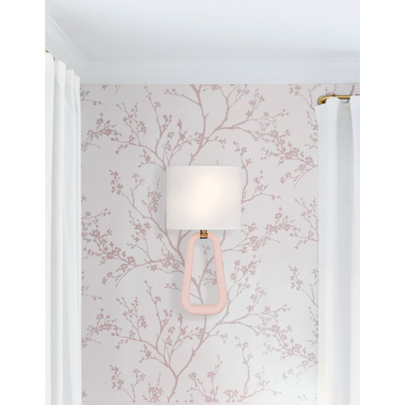 Jori 2 Light Aged Brass + Wood Sconce, Pink